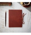 [Various Sizes] LINED Brown Soft Leather Journal with Tie