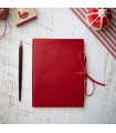 [Various Sizes] UNLINED Red Soft Leather Journal with Tie