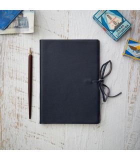 Blue Soft Leather Journal with Tie [Unlined & Various Sizes]