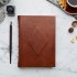 Traditional Brown Leather Journal with Diamond Tooling [Unlined & Various Sizes]