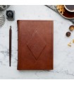 Traditional Brown Leather Journal with Diamond Tooling [Unlined & Various Sizes]